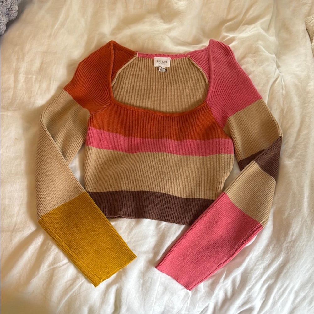 Le Lis Pink and Orange Colorful Women’s Sweater